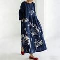 Japanese Art Retro Style Floral Printed Women's Dress elevenforest