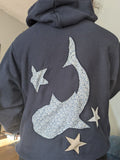 Comstylish Women's Whale Shark Patchwork Art Hoodie