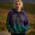 Women's Vintage Viking Tree Of Life Art Gradient Comfort Hoodie elevenforest