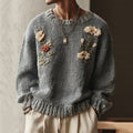 Men's Vintage Floral Jacquard Art Cozy Sweater elevenforest