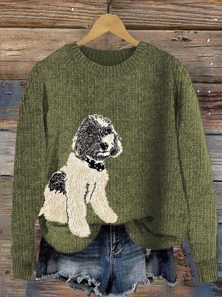 Comstylish Pet Dog Vintage Pattern Cozy Knit Sweater
