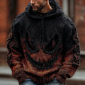 Men's Halloween Spooky Face Gradient Inspired Knitted Distressed Hooded Sweater elevenforest