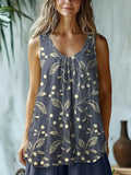 Lace Floral Embroidered Linen Blend Tank Top elevenforest