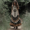 Vintage Tribal Viking Wolf Celtic Knot Linen Blend Tank Midi Dress elevenforest