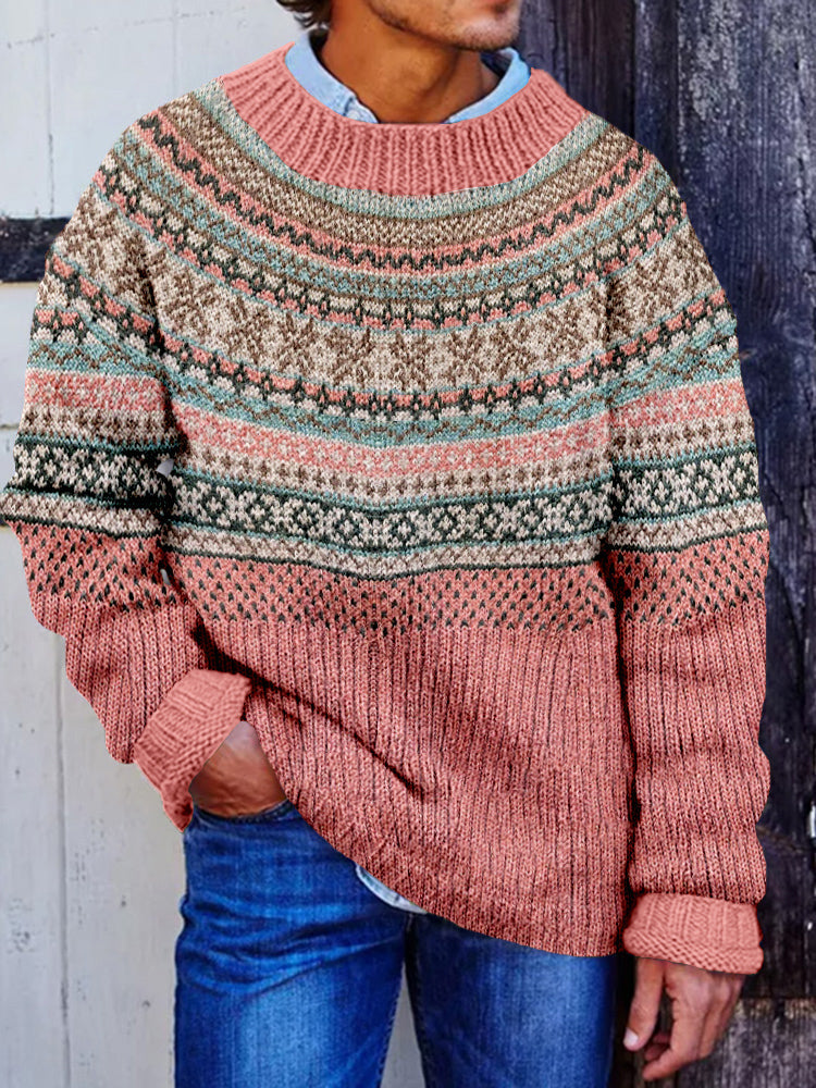 Men's Vintage Icelandic Pattern Cozy Knit Sweater elevenforest