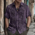 Men's Floral Lace Embroidered Vintage Linen Shirt elevenforest
