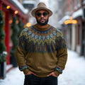 Men's Plus Size Icelandic Knit Jacquard Warmth Felt Art Sweater elevenforest