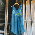 Women's Swedish Floral Cotton Linen Midi Dress elevenforest