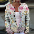 Tribal Lovely Floral Art Print Knit Button Sweater elevenforest