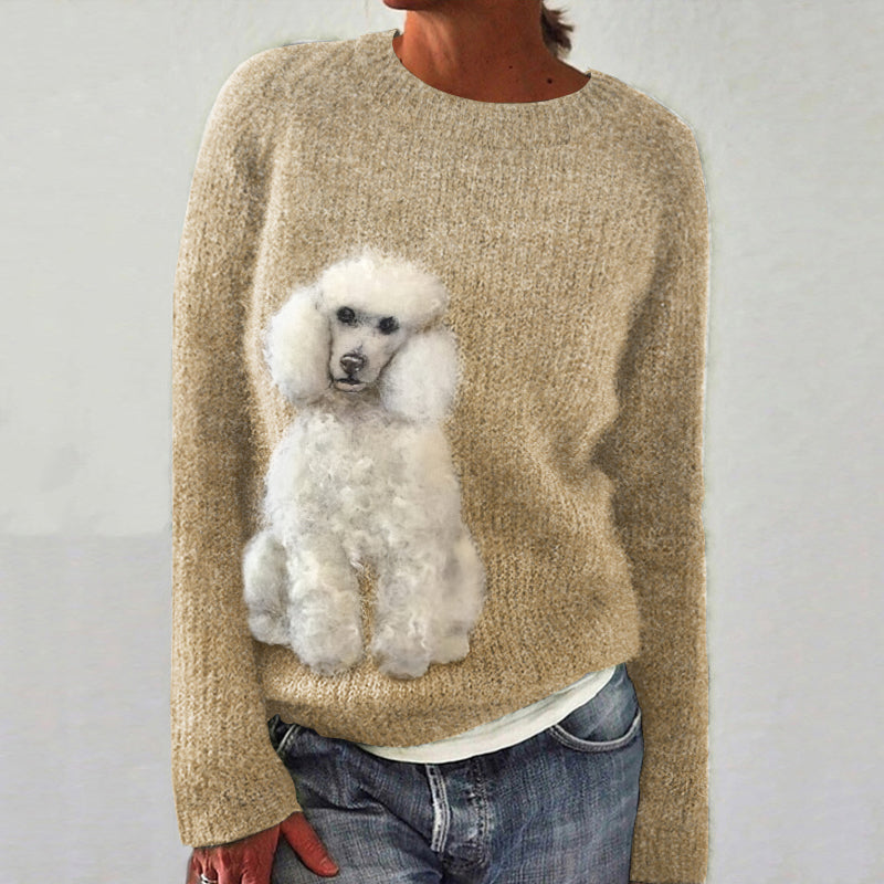 Comstylish Dog Felt Art Knit Cozy Sweater