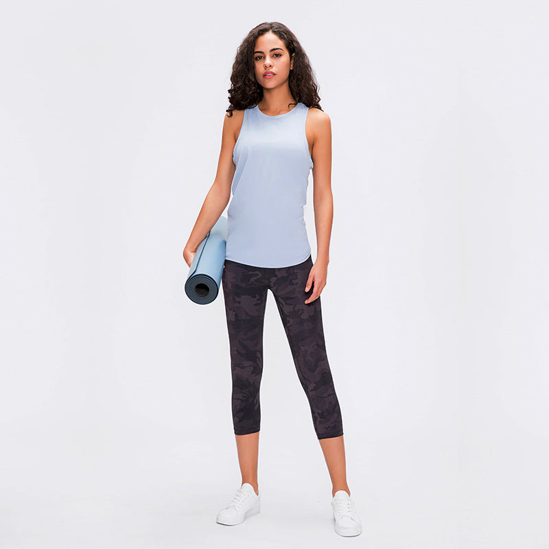 Spring Summer Nude Feel Skin Friendly Lace-up Vest Bow Beauty Back Loose Breathable Running Sports Blouse