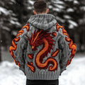 Men's Viking Dragon Celtic Thick Knit Zip-up Hooded Sweater elevenforest
