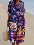 Tiger Bird Art Pattern Women'S Dress