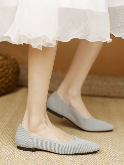Color Square-toe Flats Shoes