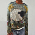 Women's Floral Lamb Print Sweater artswardrobe