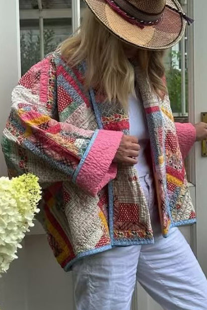 Geometric Printing Scarf Collar Outerwear