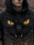 Men's Spooky Devil Black Cat Halloween Chunky Hooded Sweater elevenforest