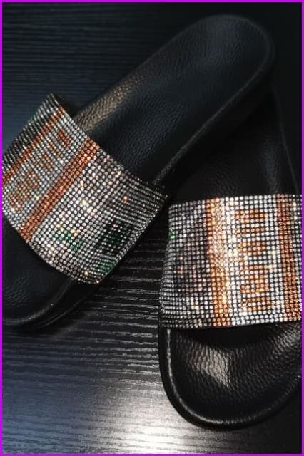 Rhinestone Dollars Slippers and Handbag/head Hoop F1709