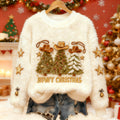 Comstylish Cute Christmas Tree Pattern Warm Crew Neck Sweater