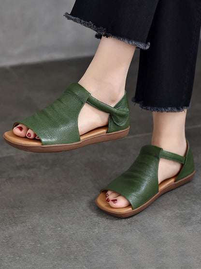 Summer Soft Leather Flat Sandals Cc003