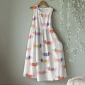 Vintage Dachshund Dog Art Linen Tank Midi Dress elevenforest
