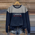 Canada Contrasting Color Stitching Crew Neck Casual Sweatshirt elevenforest