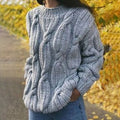 Women'S Vintage Chunky Jacquard Knit Crew Neck Sweater elevenforest