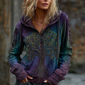 Women's Viking Celtic Knot Tree Of Life Comfort Warm Zip Hoodie elevenforest