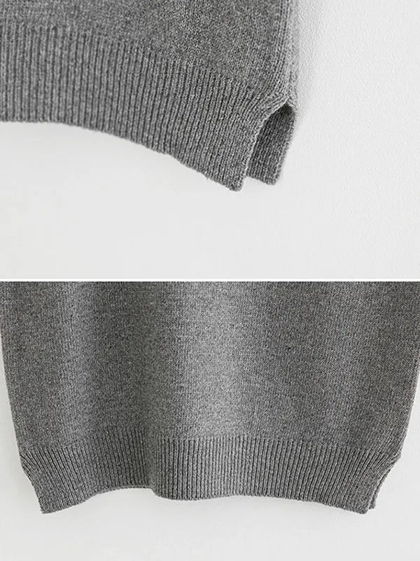Loose Sleeveless Color V-neck Sweater Vest Outerwear