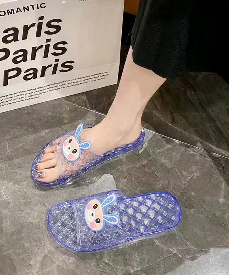Blue Crystal Transparent Flat Bottomed Slippers Ap1039