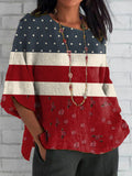 Comstylish Women's Retro Independence Day Printed Top