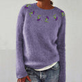 Thistle Embroidery Cozy Knit Sweater artswardrobe