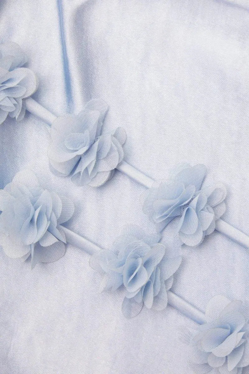 Olive -appliqué Satin Maxi Dress