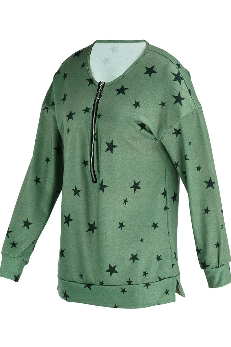 The Stars Patchwork Zipper Collar Hoodies(8 Colors)