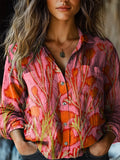 Women's Vintage Floral Art Print Casual Long Sleeve Comfortable Cotton