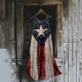 Women's Independence Day Flag Print Cotton And Linen Dress elevenforest