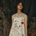 Women's Bohemian Bird And Flower Pattern Cotton And Linen Dress elevenforest