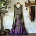 Vintage Viking Tribal Celtic Knot Life Of Tree Lace Patchwork Art Linen Tank Dress elevenforest