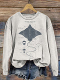 Spotted Eagle Ray Art Print Vintage Sweatshirt