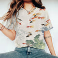 Comstylish Women's Watercolor Goldfish Art Print Casual T-shirt