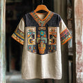 Vintage Ancient Mayan Totem Inspired Linen Shirt elevenforest