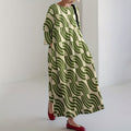 Comstylish Women's Japanese Geometric Art Print Midi Dress