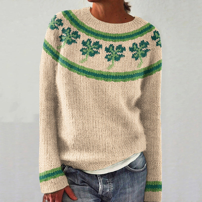 Comstylish Women's Irish St. Patrick's Day Shamrock Knit Cozy Sweater
