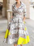 Women's abstract jacquard printed mid-length dress