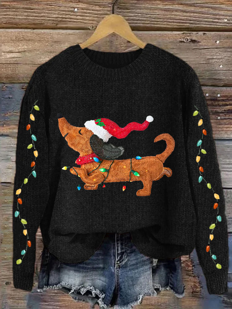 Comstylish Women's Merry Christmas Cute Dog Print Sweater