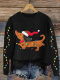 Comstylish Women's Merry Christmas Cute Dog Print Sweater