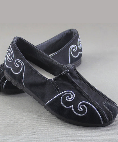 Grey Flat Feet Shoes for Cotton Fabric Stylish Embroidered Flats