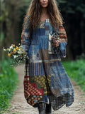 Boho Colorful Textile Flowy Linen Blend Maxi Dress elevenforest