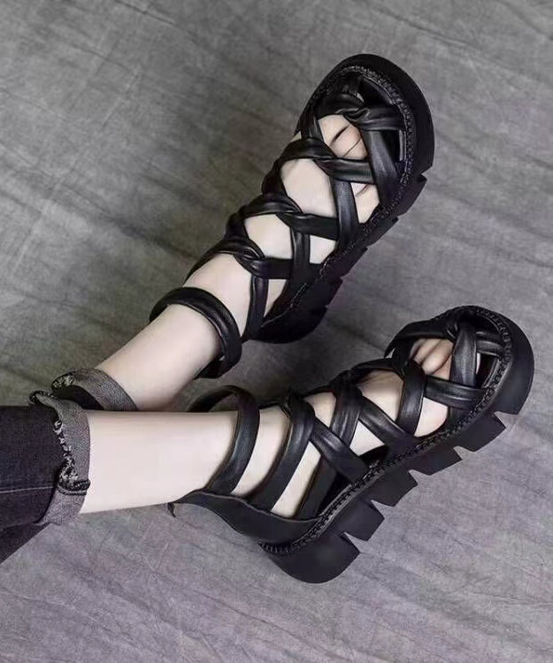 Summer New Black Hollow Out Roman Sandals Ap1043