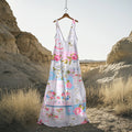 Women's Vintage Floral Patchwork Cotton And Linen Sleeveless Dress elevenforest